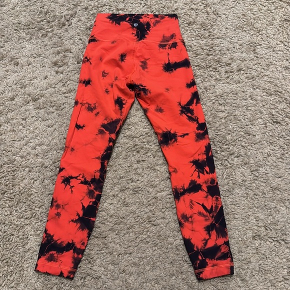 Lululemon Wunder Train High-Rise Tight 25" *Wash Tie Dye Carnation Red Black 6 - Picture 3 of 6